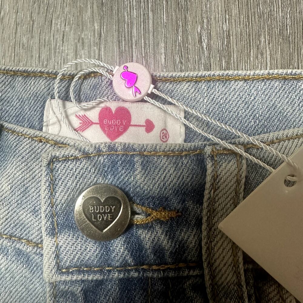 Buddy Love Light Wash Distressed Denim Skirt NEW - Picture 2 of 5